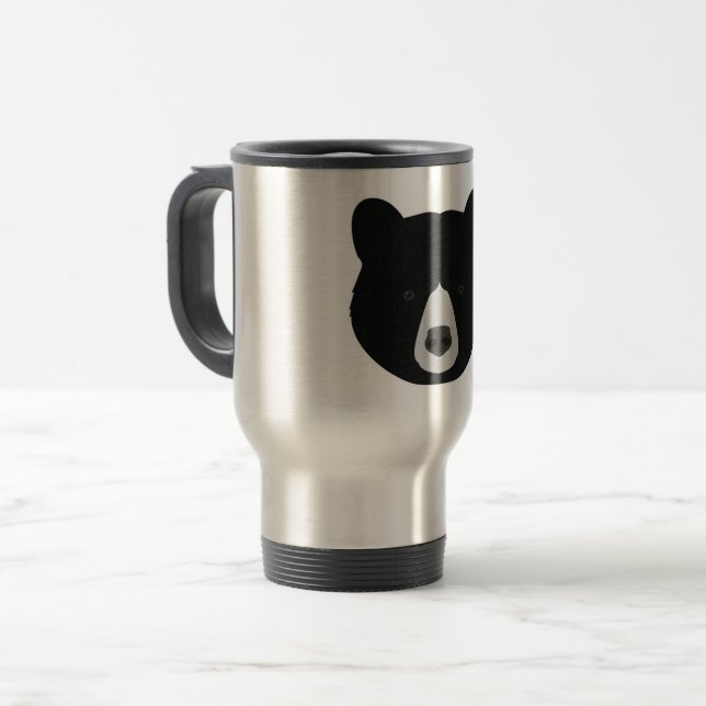 Black Bear Face Travel Mug (Front Left)