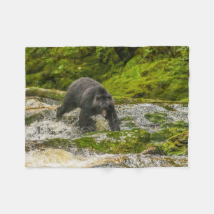 Black Bear Fishing   Qua Creek British Columbia Fleece Blanket