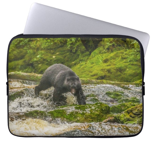 Black Bear Fishing | Qua Creek British Columbia Laptop Sleeve (Front)