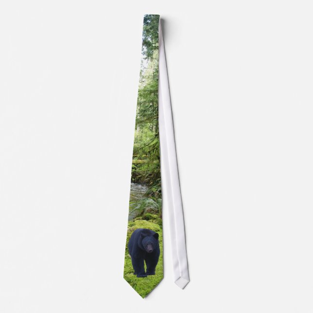 Black Bear & Forest Wildlife Earth Day Necktie (Front)