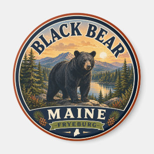 Black Bear Fryeburg Maine Round Magnet
