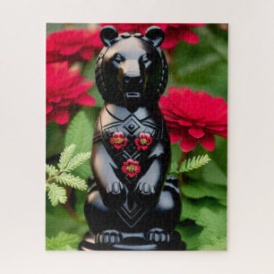 Black bear game player jigsaw puzzle