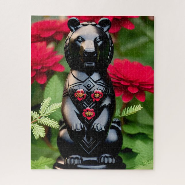 Black bear game player jigsaw puzzle (Vertical)