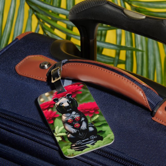 Black bear game player luggage tag (Front Insitu 1)