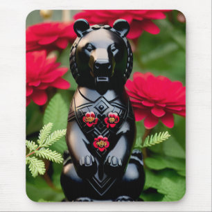 Black bear game player mouse mat