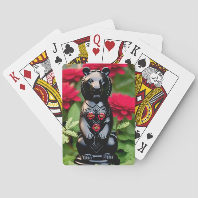Black bear game player playing cards (Back)