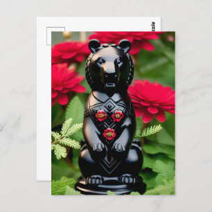 Black bear game player postcard