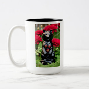 Black bear game player Two-Tone coffee mug