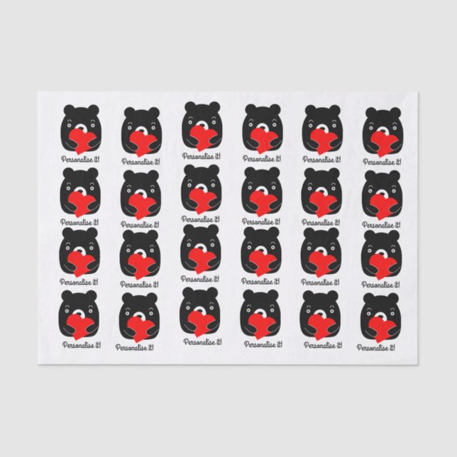 Black bear holding a heart tissue paper (Front)