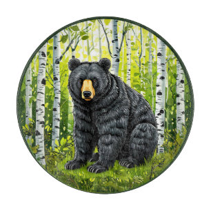 Black Bear in a Birch Forest Cutting Board