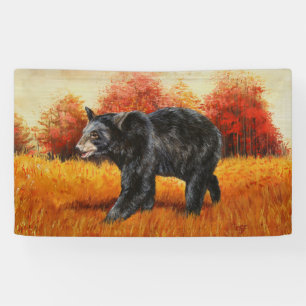Black Bear in Autumn Forest Banner