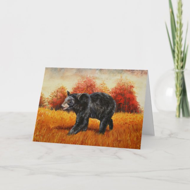Black Bear in Autumn Forest Card (Front)