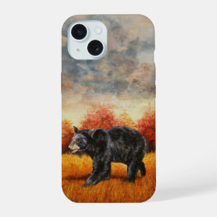 Black Bear in Autumn Forest iPhone 15 Case