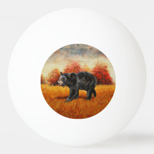Black Bear in Autumn Forest Ping Pong Ball
