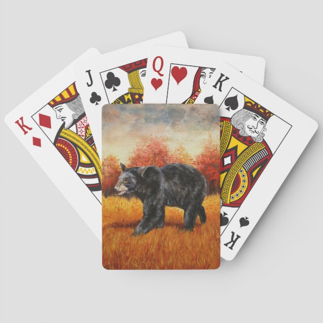 Black Bear in Autumn Forest Playing Cards (Back)