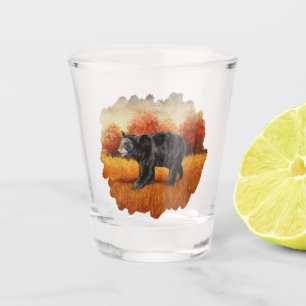 Black Bear in Autumn Forest Shot Glass