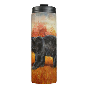 Black Bear in Autumn Forest Thermal Tumbler