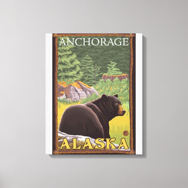 Black Bear in Forest - Anchorage, Alaska Canvas Print (Front)