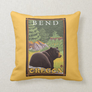 Black Bear in Forest - Bend, Oregon Cushion