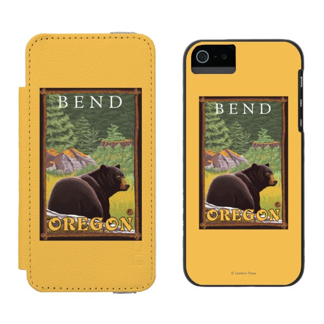 Black Bear in Forest - Bend, Oregon Incipio iPhone Wallet Case (Side by Side)