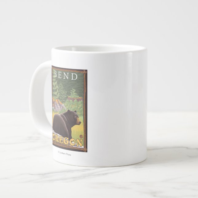 Black Bear in Forest - Bend, Oregon Large Coffee Mug (Front Left)