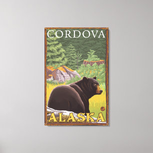 Black Bear in Forest - Cordova, Alaska Canvas Print