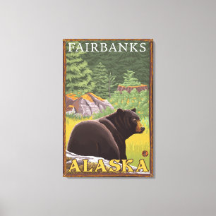 Black Bear in Forest - Fairbanks, Alaska Canvas Print