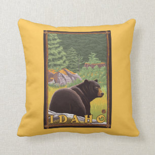 Black Bear in Forest - Idaho Cushion