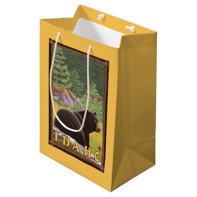 Black Bear in Forest - Idaho Medium Gift Bag (Front Angled)