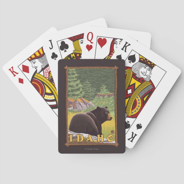 Black Bear in Forest - Idaho Playing Cards (Back)