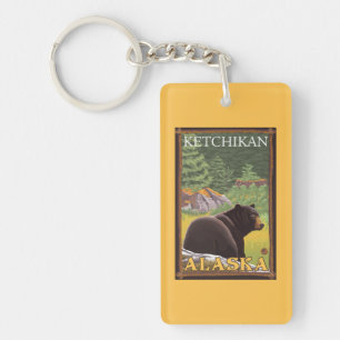 Black Bear in Forest - Ketchikan, Alaska Key Ring