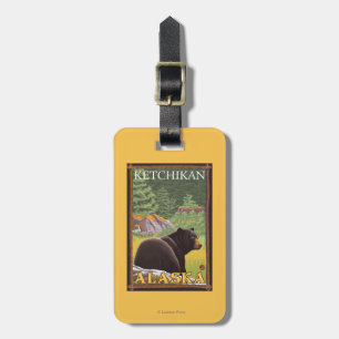 Black Bear in Forest - Ketchikan, Alaska Luggage Tag
