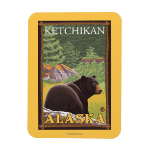 Black Bear in Forest - Ketchikan, Alaska Magnet