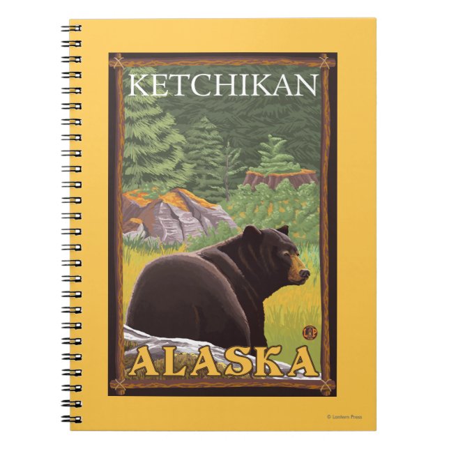 Black Bear in Forest - Ketchikan, Alaska Notebook (Front)