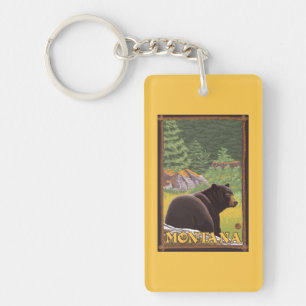 Black Bear in Forest - Montana Key Ring