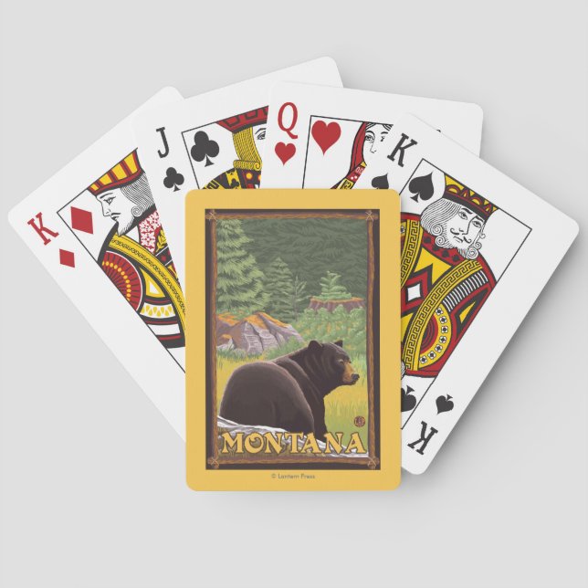 Black Bear in Forest - Montana Playing Cards (Back)
