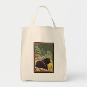 Black Bear in Forest - Montana Tote Bag