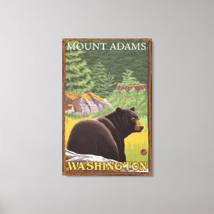 Black Bear in Forest - Mount Adams, Washington Canvas Print