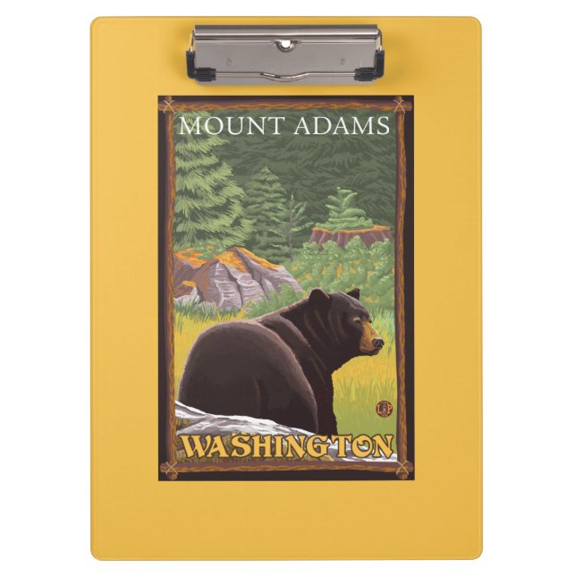 Black Bear in Forest - Mount Adams, Washington Clipboard (Front)