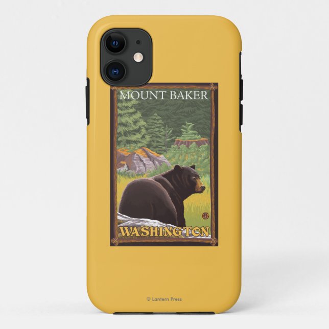 Black Bear in Forest - Mount Baker, Washington Case-Mate iPhone Case (Back)