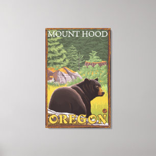 Black Bear in Forest - Mount Hood, Oregon Canvas Print
