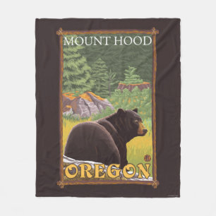 Black Bear in Forest - Mount Hood, Oregon Fleece Blanket