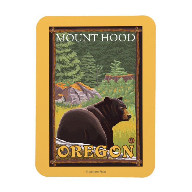 Black Bear in Forest - Mount Hood, Oregon Magnet (Vertical)