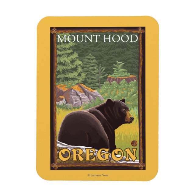 Black Bear in Forest - Mount Hood, Oregon Magnet (Vertical)