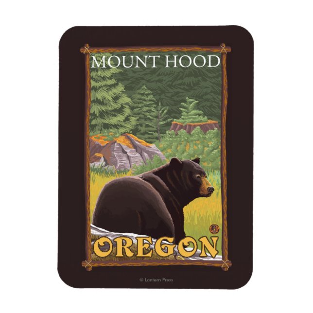 Black Bear in Forest - Mount Hood, Oregon Magnet (Vertical)