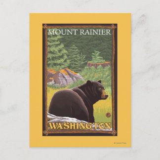 Black Bear in Forest - Mount Rainier, Washington Postcard
