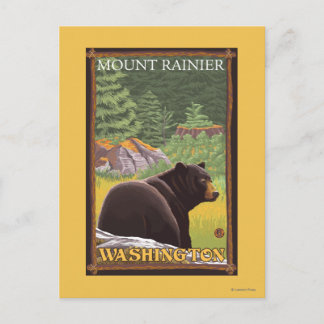 Black Bear in Forest - Mount Rainier, Washington Postcard