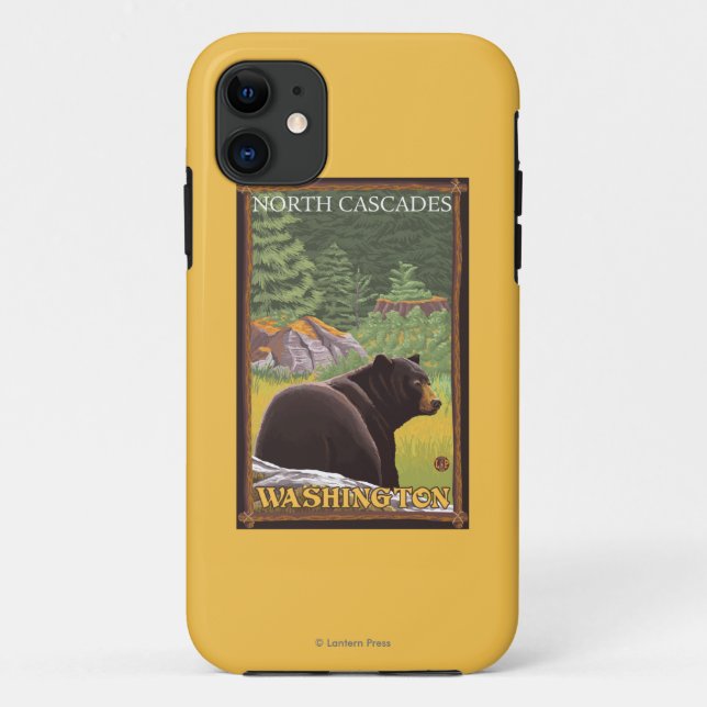 Black Bear in Forest - North Cascades, Washingto Case-Mate iPhone Case (Back)