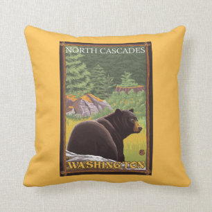 Black Bear in Forest - North Cascades, Washingto Cushion