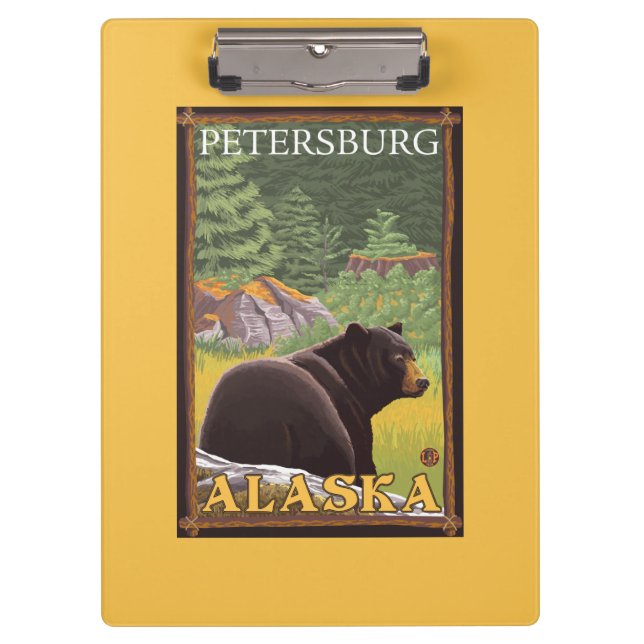 Black Bear in Forest - Petersburg, Alaska Clipboard (Front)